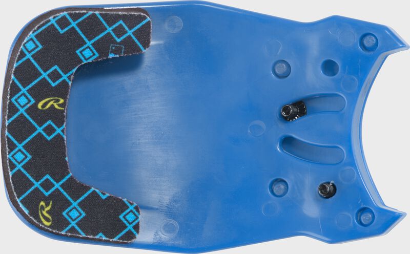 Inside of Columbia blue Rawlings RX2 Reverse adjustable batting helmet extension with black padding