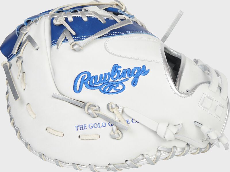 Back of a white/royal Liberty Advanced 1st base mitt - SKU: RLADCTSBWRP loading=