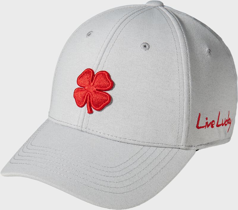 Front of a gray Rawlings Black Clover outfield fitted hat - SKU: BCR3O0081 loading=