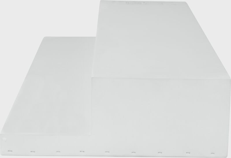Side of a white Rawlings step down pitching rubber - SKU: RSDPR loading=