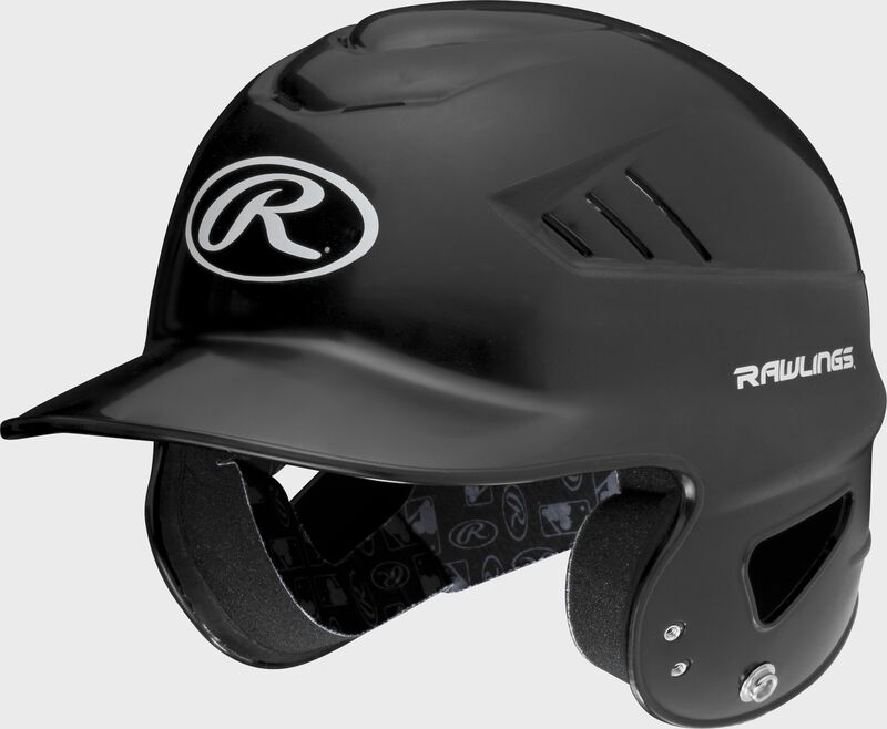 Front left view of a Black Coolflo Batting Helmet | SKU: RCFH-B