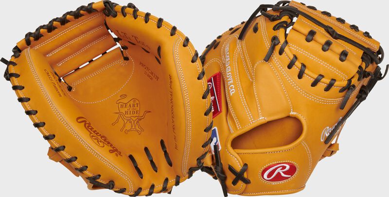 2 views showing the palm/back of a Rawlings Heart of the Hide 33" catcher's mitt - SKU: PROTCM33T