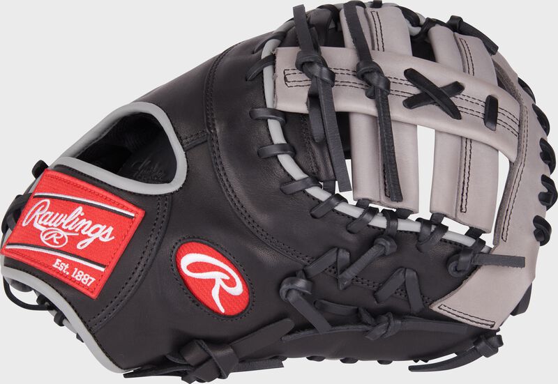 Thumb of a black Foundation Series Aaron Judge youth first base mitt with a gray single post double bar web - SKU: RSGRFDCT8-10B loading=