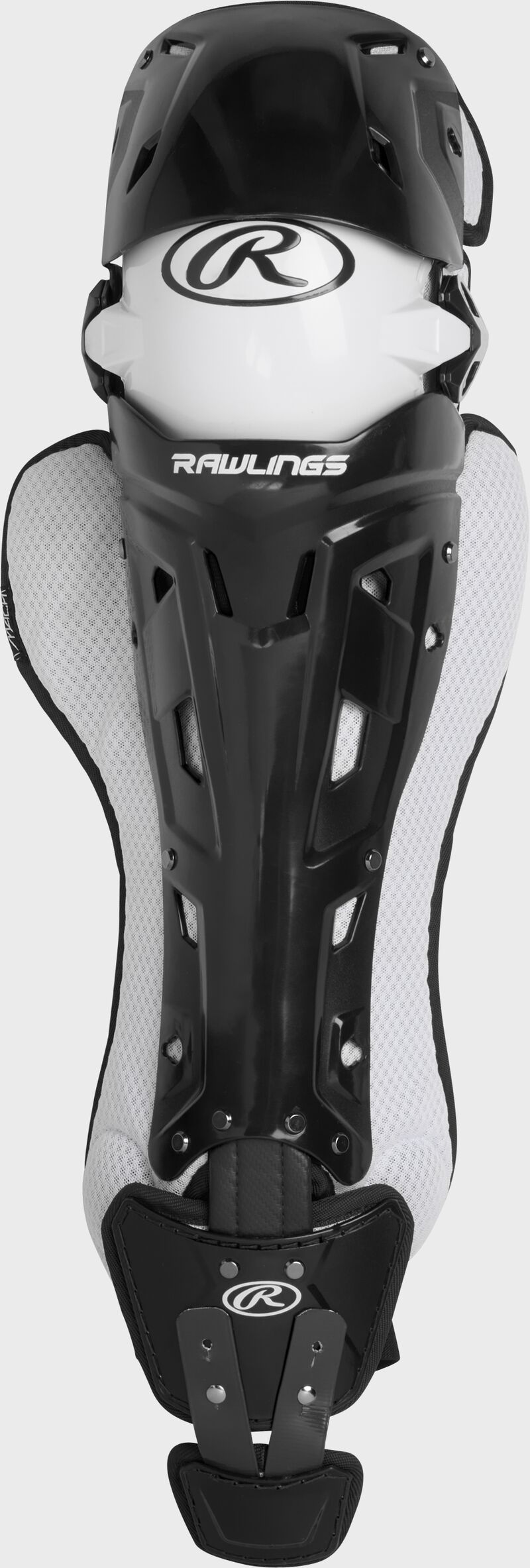 A black/white Mach leg guard