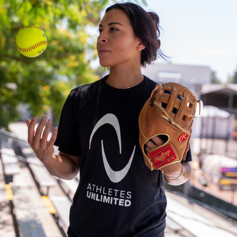 Sierra Romero wearing her Heart of the Hide glove tossing a softball in the air - SKU: PROSR32
