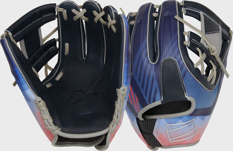 2 images showing the palm and back of an exclusive Bo Bichette 11.75" REV1X infield glove - SKU: REV205-2XN