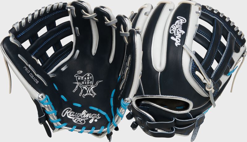 2 views showing the palm/back of a Heart of the Hide fastpitch softball 11.75" H-web infield glove - SKU: PRO715SB-6N loading=