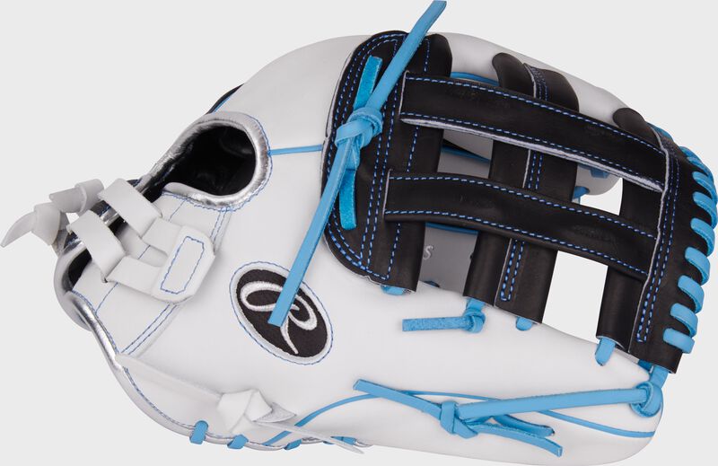 Thumb of a white/black Liberty Advanced 12.25" utility fastpitch glove with a black H-web