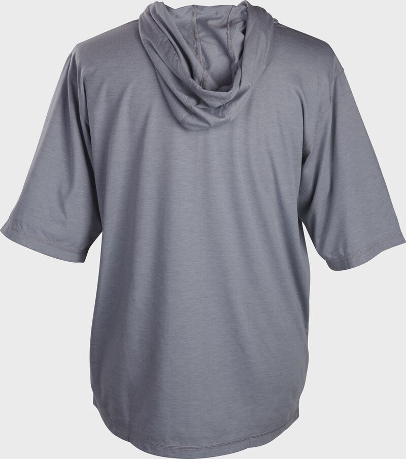 Back of a gray short sleeve hoodie with a fitted hood - SKU: ACASSH-GR loading=
