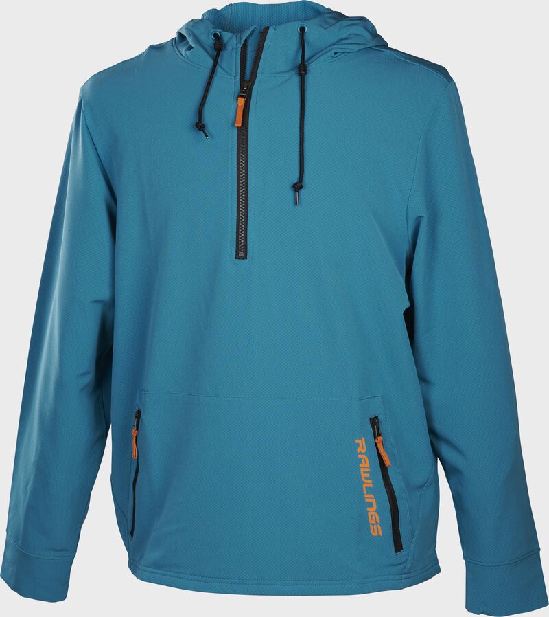 A teal Rawlings modern fit half-zip hoodie - SKU: RSGHZ-TE loading=