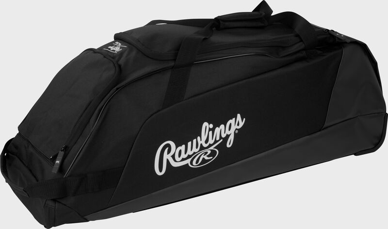 A black Rawlings Workhorse wheeled equipment bag - SKU: WHWB23-B