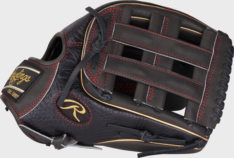 Thumb of a dark shadow Heart of the Hide 12.75" Croc Outfield glove with a H-web