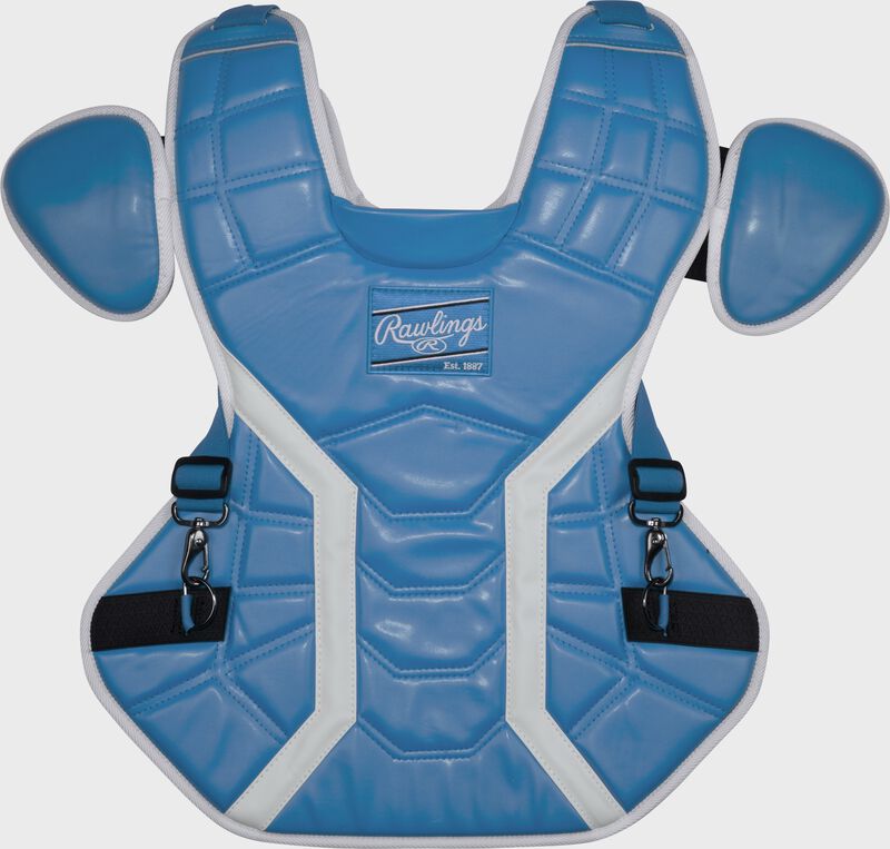 A columbia blue Mach Pro Series chest protector