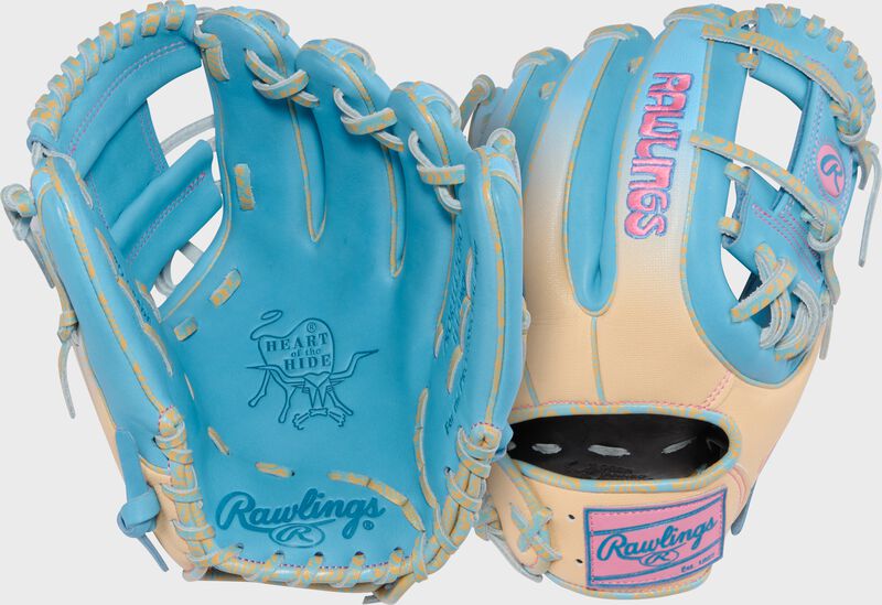 Rawlings Icon Fest Heart of the Hide Camel/Blue 11.5-Inch Infield Glove, Right Hand Throw