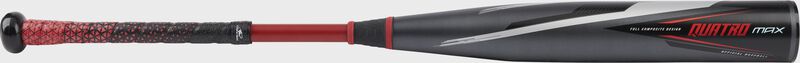 A black 2022 Quatro Pro Max BBCOR -3 bat with Lizard Skins grip - SKU: BB2QM3