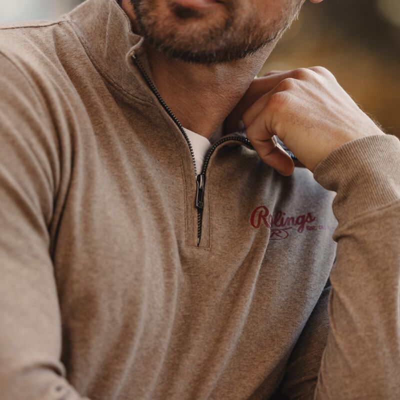 Rawlings x The Normal Brand Puremeso Weekend Quarter Zip, Khaki, Adult 3XL