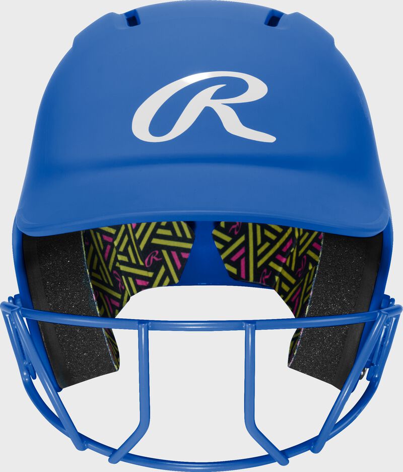 Rawlings CoolFlo Max Highlighter Youth Batting Helmet with Face Guard, Royal, M/L