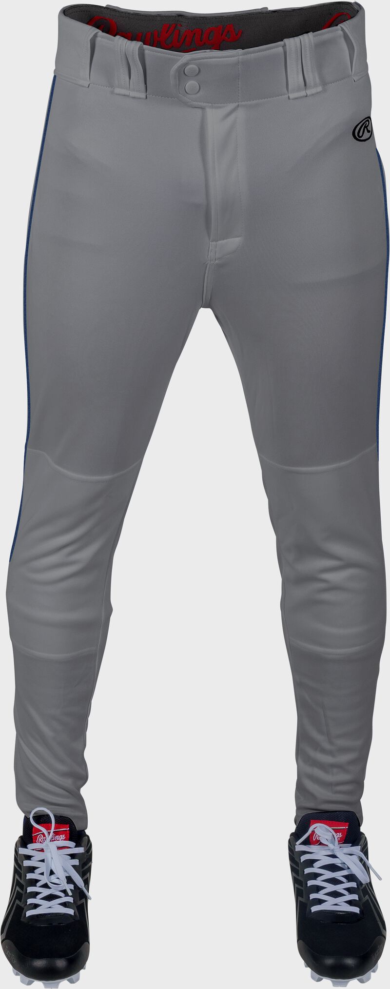 Rawlings Launch Jogger Fit Piped Baseball Pants, Adult 2XL, Blue Gray/Navy