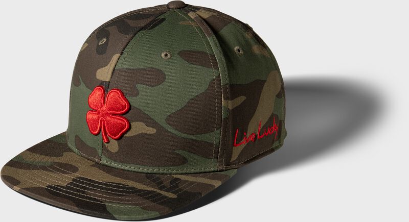 Front of a camo Rawlings Black Clover Game Day camo fitted hat - SKU: BCR3GDC0081 loading=