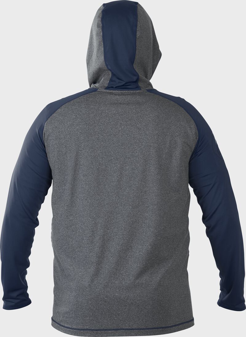 Back of Rawlings Navy/Gray Adult Hurler Lightweight Hoodie - SKU #HLWH-GR/N loading=