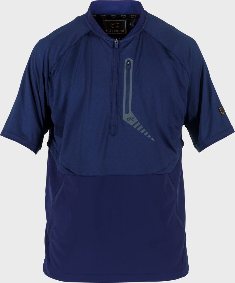 Rawlings Gold Collection Quarter-Zip Short Sleeve Jacket, Adult XL, Navy