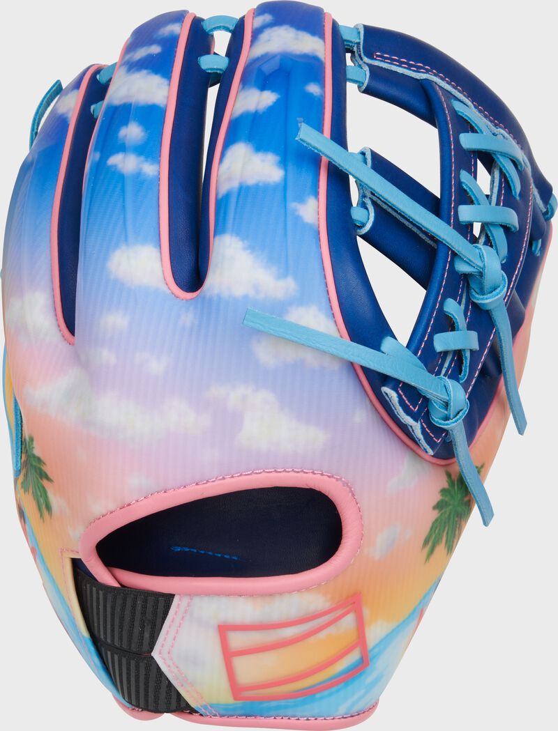 Grapefruit League/beach design back of a limited edition Grapefruit League REV1X glove - SKU: REV205-32RP loading=