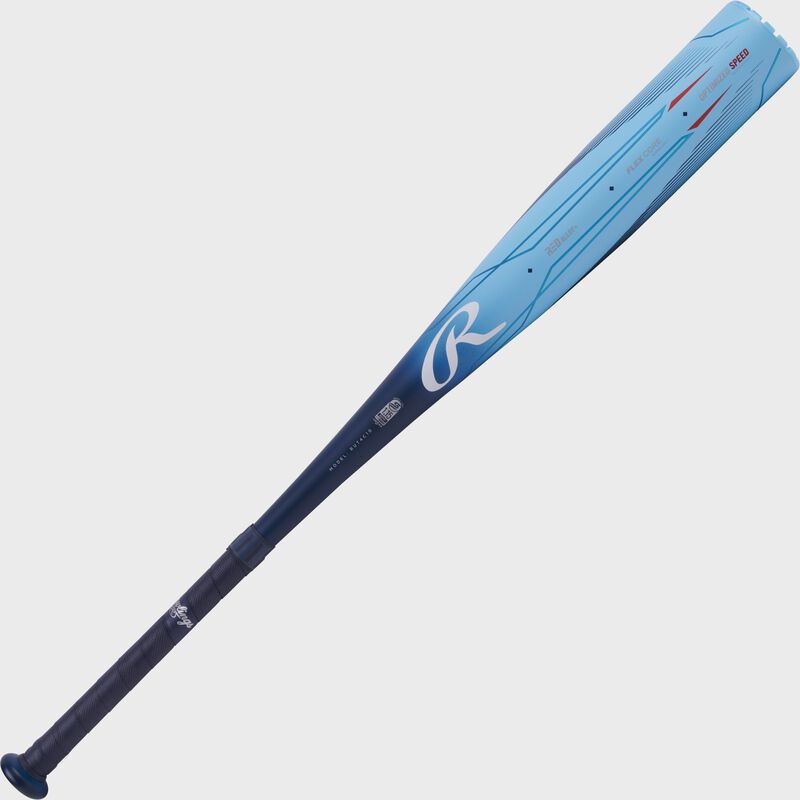 A Clout AI -10 USSSA bat with dark blue handle and light blue barrel angled from bottom left to top right - SKU: RUT4C10