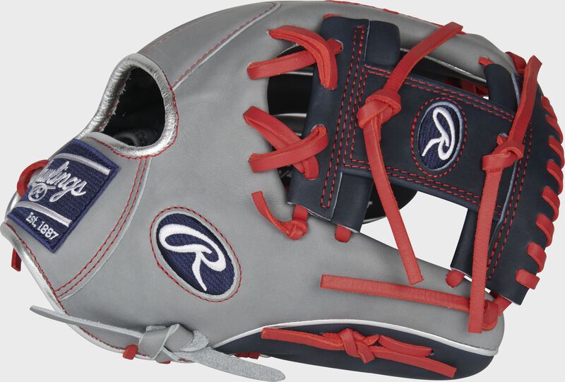 Gray thumb of a 2022 Heart of the Hide R2G 11.75-Inch infield glove with a navy I-web - SKU: PRORFL12N