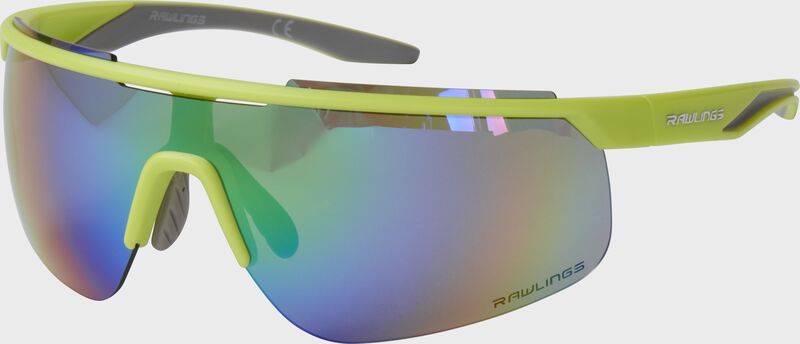 A pair of Rawlings adult yellow half-rim rectangle shield sunglasses - SKU: 10260977 loading=