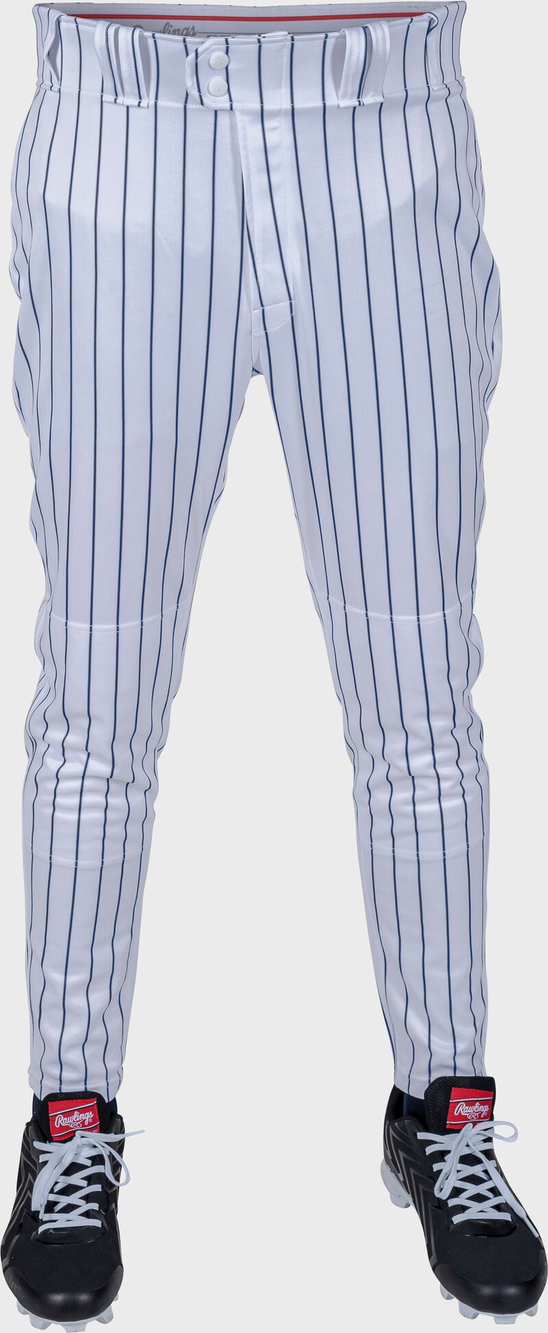 Rawlings 150 Jogger Fit Pinstripe Baseball Pants, Adult 2XL, White/Navy