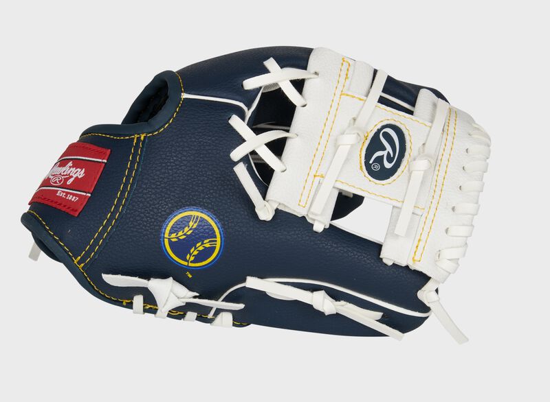 Thumb of a navy/white Milwaukee Brewers 10-Inch team logo glove with a white I-web - SKU: 22000006111 loading=