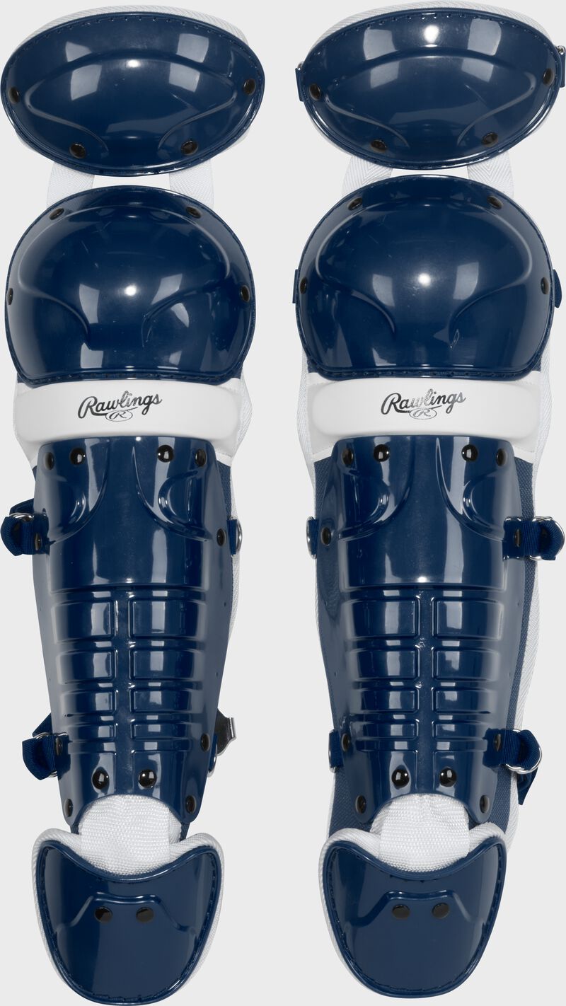 A set of navy Rawlings Players 3 Series leg guards