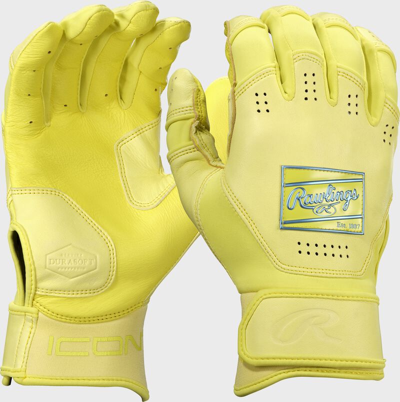 Rawlings Icon Batting Gloves, Yellow, Adult XL