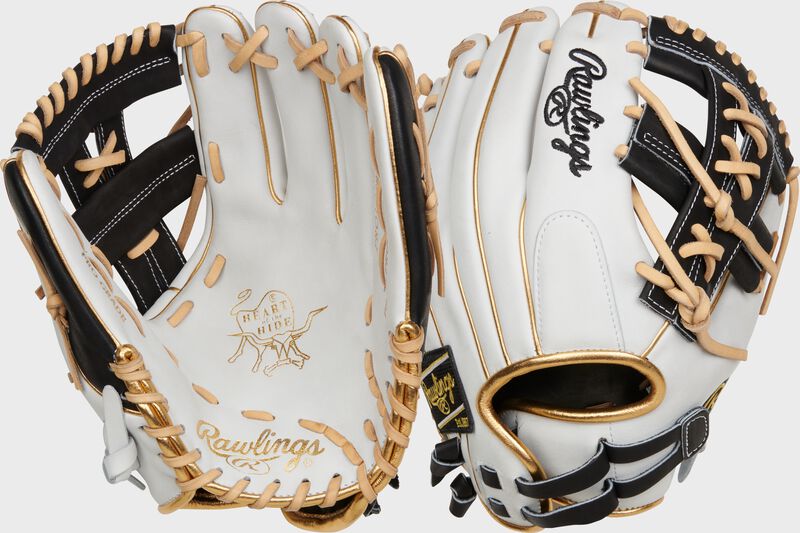 2 views showing the back/palm of a Heart of the Hide 12" fastpitch softball infield glove - SKU: PRO120SB-32W loading=