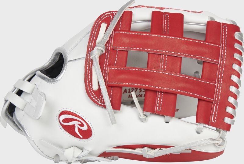 Thumb of a white/scarlet 2022 Liberty Advanced Color Series 12.75-Inch outfield glove with a scarlet H-web - SKU: RLA1275SB-6WSP