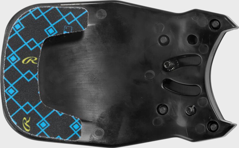 Inside of a black Rawlings RX2 Reverse adjustable batting helmet extension with black padding
