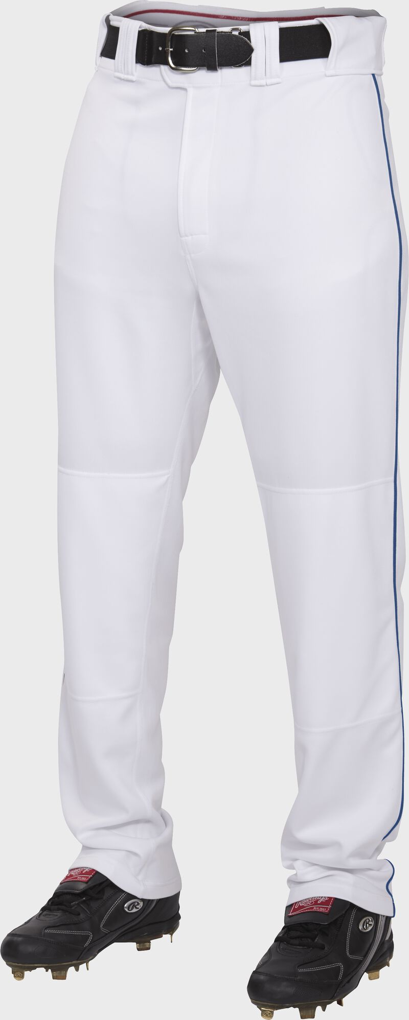 Front of Rawlings White/Navy Adult Semi-Relaxed Piped Pant - SKU #PRO150P-W/N loading=
