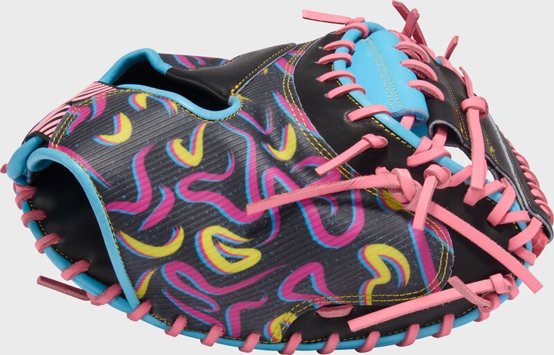 Thumb of a black/Columbia blue Rawlings REV1X 34-Inch Catcher's Mitt