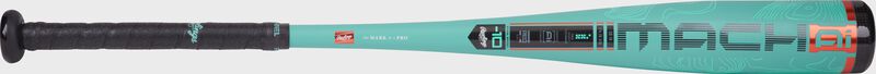 Side image of a mint Mach AI -10 USA bat with the Mach AI logo on the barrel
