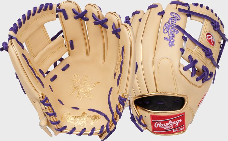 Two images showing the palm & back of a J.P. Crawford Heart of the Hide Infield Glove