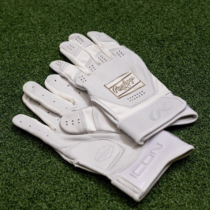 Rawlings Icon Batting Gloves, White, Adult S
