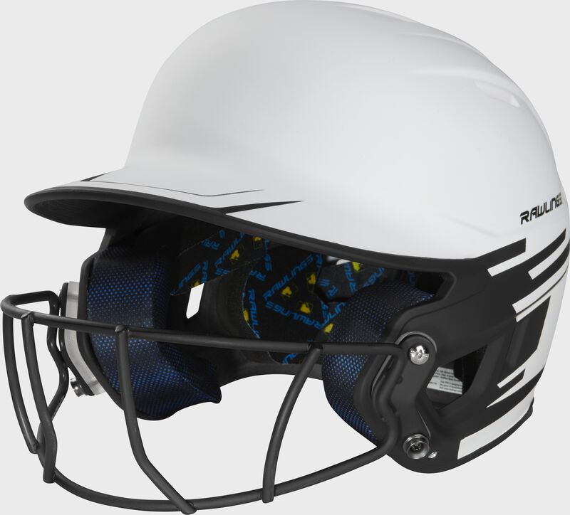 Front left-side view of Rawlings Mach Ice Softball Batting Helmet, Black - SKU: MSB13 loading=