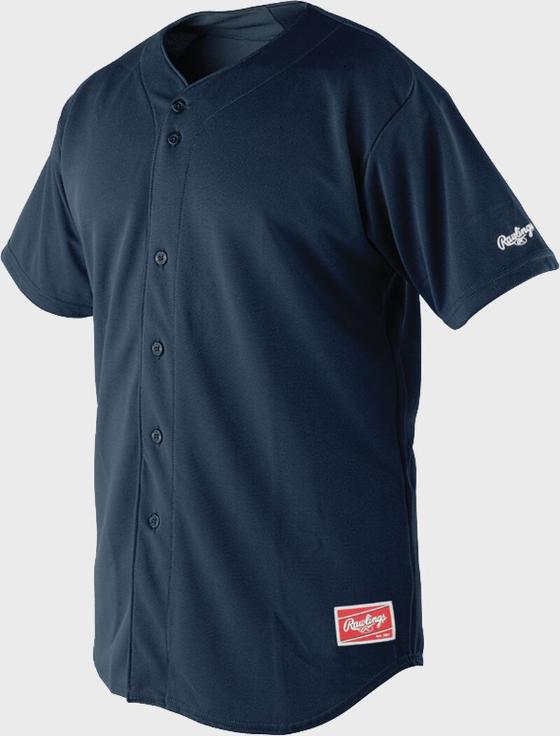 Front of Rawlings Navy Adult Short Sleeve Jersey  - SKU #RBJ150