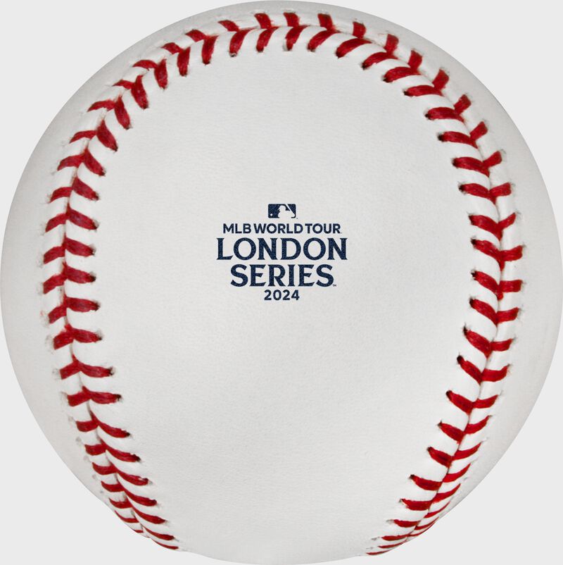 2024 London Series logo stamped on a MLB baseball loading=