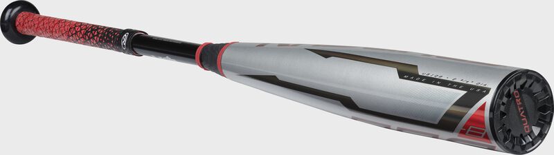 3/4 angle view of a Rawlings 2021 Quatro Pro USA bat - SKU: US1Q8 loading=