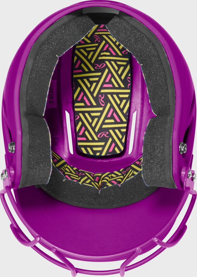 Rawlings CoolFlo Max Highlighter Youth Batting Helmet with Face Guard, Neon Purple, M/L