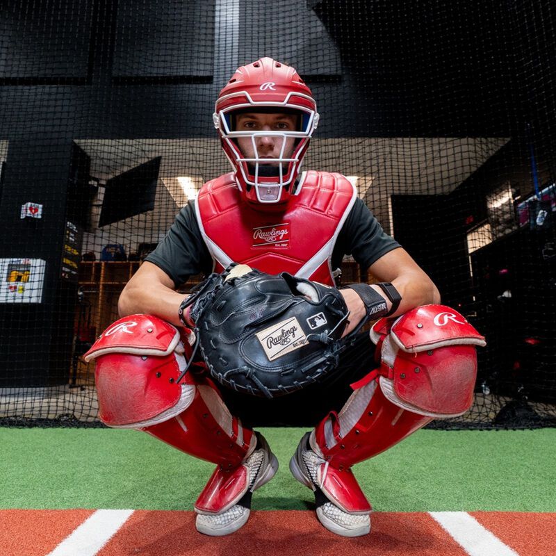 Rawlings Mach Pro Series Catcher's Set, Scarlet, L