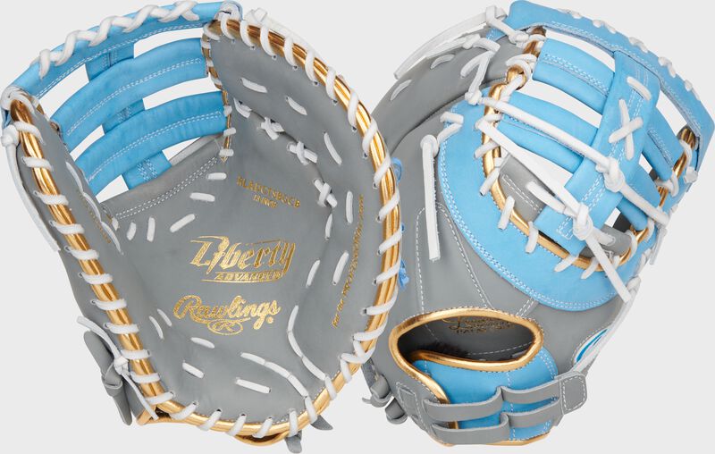Liberty Advanced Color Series 13 in 1st Base Mitt, Gray/Columbia Blue, Left loading=