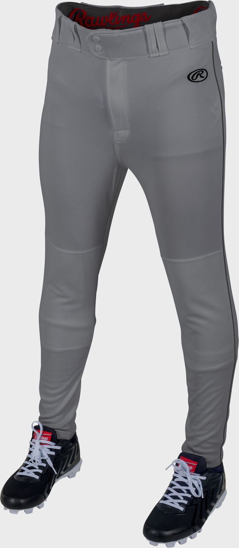 Rawlings Launch Jogger Fit Piped Baseball Pants, Adult S, Blue Gray/Black