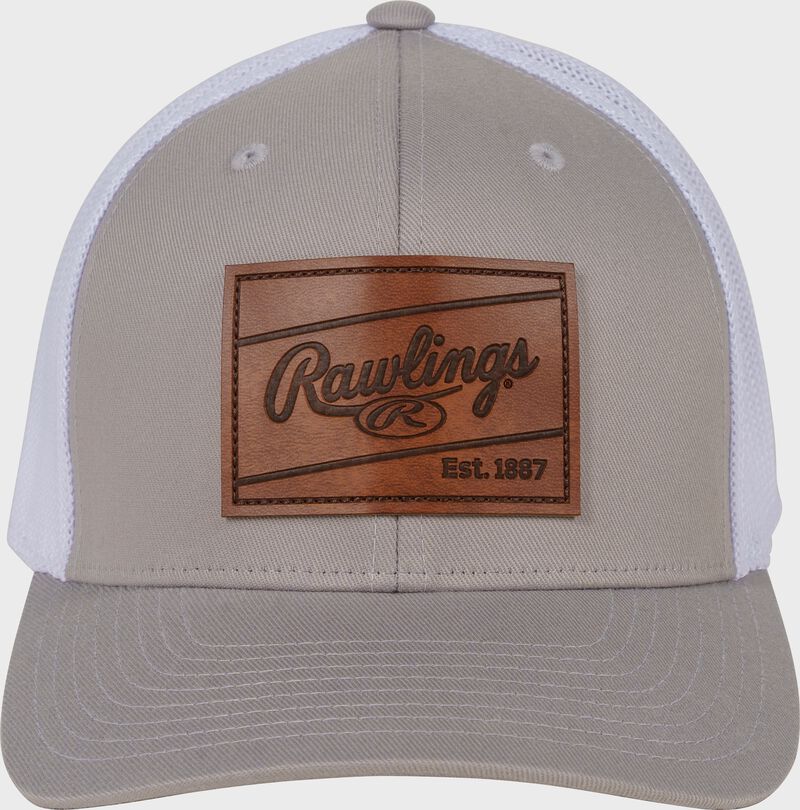 Rawlings Leather Patch Snapback Hat, Gray loading=